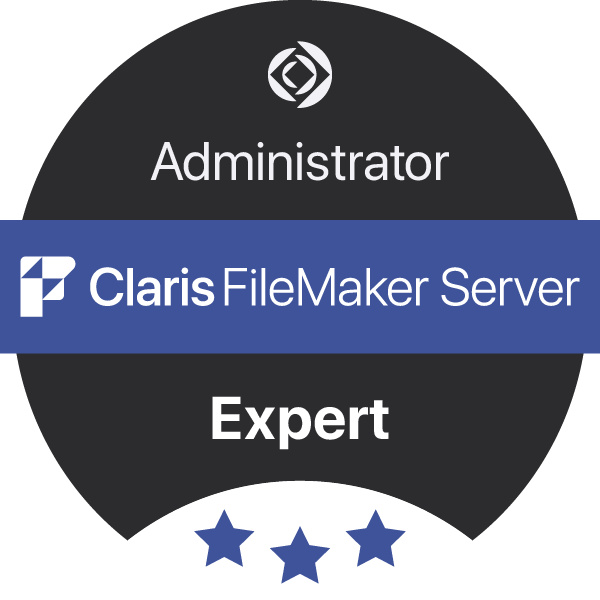 Claris FileMaker Server Administrator Expert certification badge